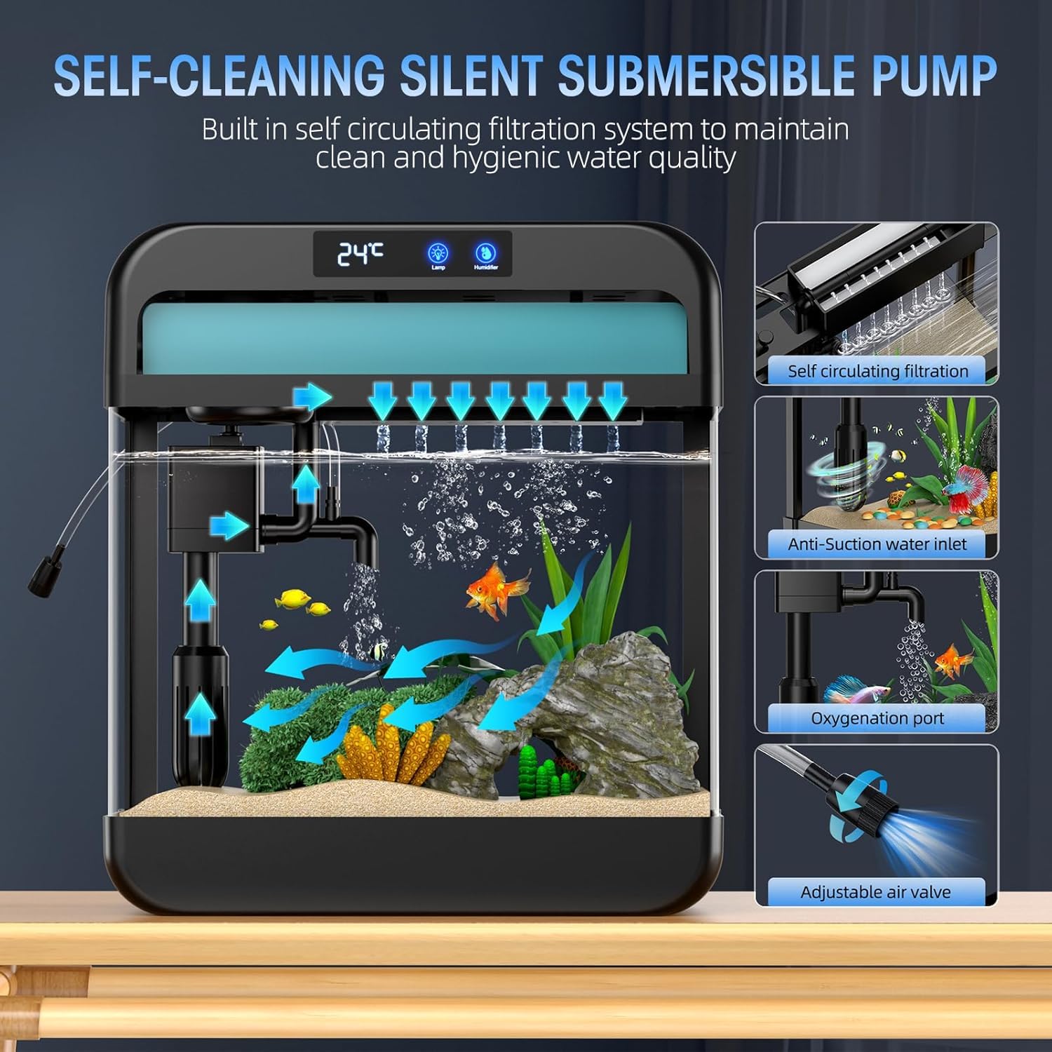 Amazon.com : Fish Tank 2.2 Gallon,Small Fish Tanks Kits,Aquarium